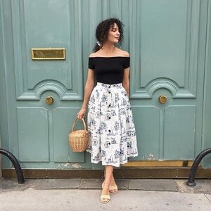 Maje Paris japomy printed midi skirt